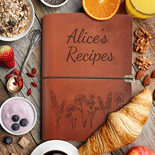 Livre de recettes en cuir fait à la main, carnet de notes avec gravure personnalisée, livres de cuisine de famille personnalisés, anniversaire|anniversaire|action de grâces|Noël|fête des mères