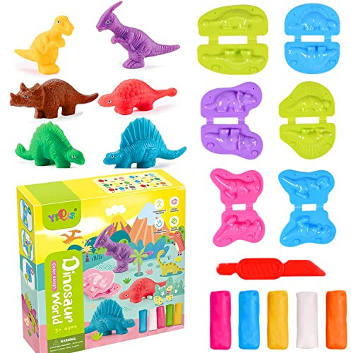 Newtic 12 Stück Knete Play Doh, Knete Zubehör für Kinder ab 3 4 5 Jahre, DIY Knetwerkzeug Dinosaurier Kinderspielzeug, Play Doh Knete Set, Pädagogisches Kreative Spielzeug Geschenk für Jungen Mädchen