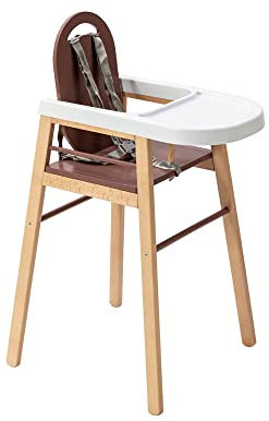 Chaise Haute Fixe Bébé avec Tablette Amovible Lili, Bicolore Vieux rose