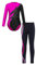 FEESHOW Mädchen Turnanzug Langarm Gymnastikbody Tanz Ballett Leotard Leggings Kinder Sport Bodysuit Strumpfhose Set Wettkampf Tanzkleidung Rosa_A 134-140