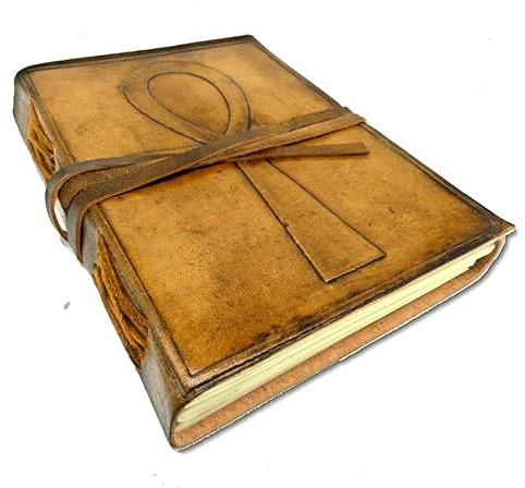 crigema – Agenda in Pelle – Quaderno Appunti Fatto a Mano – Fogli Bianchi - 17,5 x 12,5cm - 240 Pagine (ANKH)