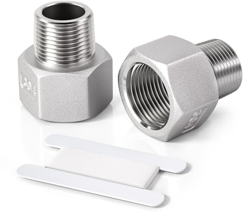 Bwintech 2 Pcs 1/4 Male to 3/4 Female BSP Thread Stainless Steel 304 Hex Bushing Reducing Connector for Pipe Connecting Conversion