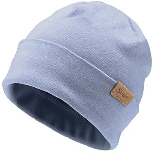 Sterntaler Beanie aus feiner Strickware - Unisex Baby und Kinder Mütze mit Umschlag - Übergangsmütze einfarbig - samtblau, 45