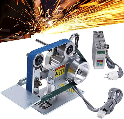 Band-Tellerschleifer, 0.55 kW 220 V Bandschleifmaschine mit Bürstenlosem Motor und 2 Schleifband, Schleifen Zeichenmaschine Bandschleifer Schleifgerät