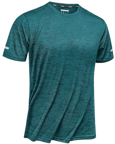 TACVASEN Herren Atmungsaktiv Laufshirts Sommer Lässige T-Shirts Schnell Trocknend Activewear-T-Shirts Sportshirt, Waldgrün, L