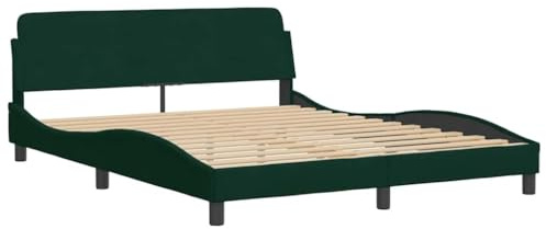 vidaXL Bettgestell Dover Dunkelgrün 160x200 cm Samt