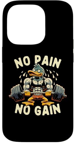 No Pain No Gain - Muscular Funny Duck Weightlifting Workout Hülle für iPhone 14 Pro