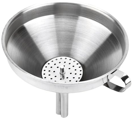 Stainless Steel Funnel - Strainer Funnel Funnel With Screen Filter - Funnel Strainer Fine Mesh, Stainless Funnel, Oil Strainer Funnel for Baking, Liquids, Kitchen, Cooking