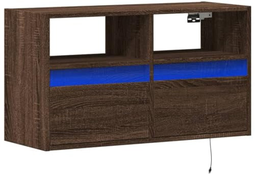 vidaXL Mobile TV a Parete con Luci LED Rovere Marrone 80x31x45 cm, Mobile TV sospeso a Parete, unità TV sospesa, unità TV montata a Parete