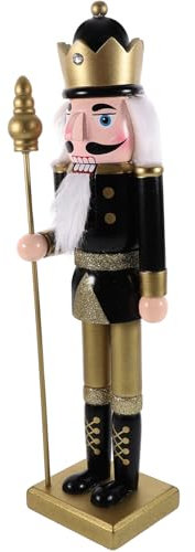 IMIKEYA Weihnachts-Nussknacker-Figur Glitzernde Nussknacker-Dekoration Aus Holz Schwarz-Goldener Nussknacker-Soldat Marionette Ornament Für Weihnachtsparty-Dekoration Stil 2
