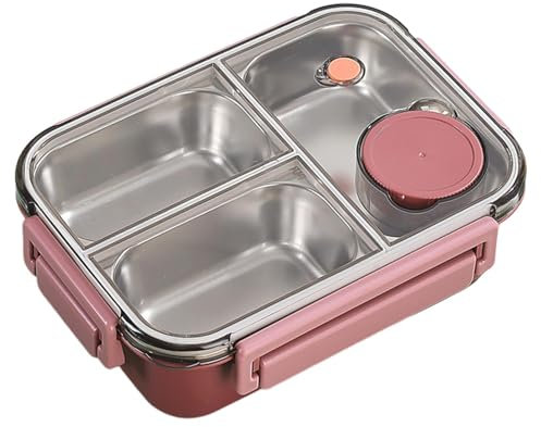 Rurunklee Stainless Steel Bent-o Box/Lunch Box - 3 Compartment Metal Lunch Containers, for Kids & Adults