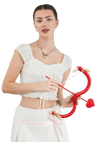 Amor Mini Bogen Pfeil Set Valentinstag Rot Amor Kostüm Cosplay Zubehör Foto Requisiten Halloween Party Performance Supplies für Kleinkind Kinder, rot, One Size