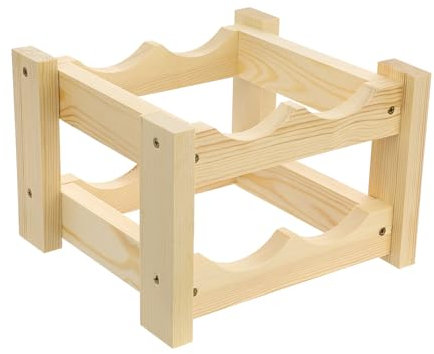 GoodFreshDecor Range Bouteille Casier À Vin pour 4 Bouteilles Stable en Bois De Pin Couleur Naturelle 26 x 24 x 17,5 cm