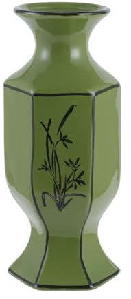 Vase en céramique vert chinois rétro en céramique peinte à la main Fleurs bleues et blanches Décoration d'intérieur