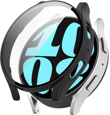 Custodia per Samsung Galaxy Watch 6 44mm, Difficile pc Case con Vetro Protettiva per Schermo, Anti-graffio, Anti-polver, Cover per Samsung Galaxy Watch 6 44mm