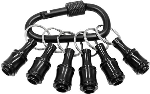 Aoyswuz 6 Pcs Drill Bit Holder Keychain Set 1/4 Inch Hex Shank Screwdriver Bits Holder Aluminum Alloy Quick-change Extension Bar Keychain(with Black Carabiner)