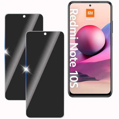 KULAIKE【2 Piezas Protector Pantalla Privacidad para Xiaomi Redmi Note 10S,Cristal Templado Anti Espía,Sin Burbujas,Anti-Espía Vidrio Película,Privacy Screen Protector,9H Dureza,Anti-Arañazo