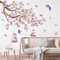 Jiusely Large Pink Flower Tree Branch Wall Stickers, Pink Cherry Blossom Tree Wall Stickers for Bedroom Living Room Furniture Kitchen, Flower Walls Stickers & Murals Bedroom Accessories