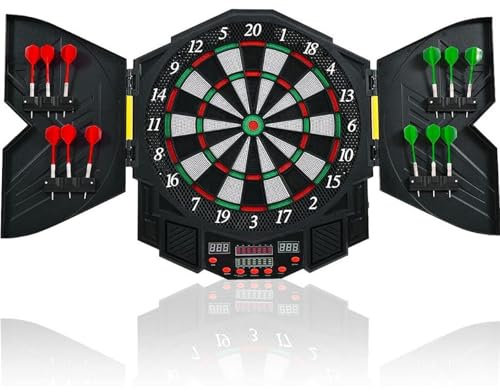 Jeu de Fléchettes Électronique avec Cible, 12 Fléchettes, 96 x 54,6 cm, Écran LCD, Noir