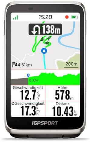 iGPSPORT BiNavi Fahrradcomputer Kabellos, 3,5'' Touch Screen Musiksteuerung Gruppenfahrten Bluetooth ANT+ GPS Fahrrad Navi Silber