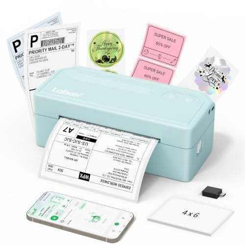 Labeer Bluetooth Thermo-Versand-Etikettendrucker, kabelloser 4x6-Drucker | Für kleine Unternehmen, Zuhause, Büro, Online-Verkäufer, Lager und Versand, kompatibel mit iPhone, Android, Windows und Mac