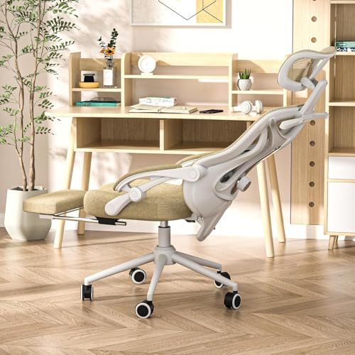 CYKOV Ergonomischer Homeoffice Stuhl 90-160° Rückenlehne 150kg+ Fußstütze