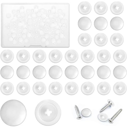 JYXNU 200pcs Schraubenabdeckung, Abdeckkappen für Schrauben, Kreuzschlitz Abdeckkappen kreuzschlitzschrauben, Durchmesser Kreuzkopfschrauben, Weiße Schraube Dekorative Abdeckungen, für Möbelschrauben