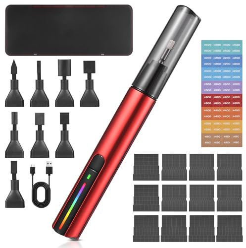 Vroomoto Levigatrice per Dettagli Levigatrice Elettrica a Penna con Ricarica USB Senza Fili a Luce Colorata Regolabile 3 velocità per gli Appassionati del Fai da Te