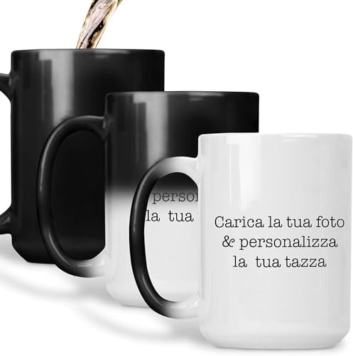 Teetaly Tasse magique personnalisable avec photo ou nom | Tasse thermosensible qui change de couleur avec chaleur | Magic Mug original cadeau pour couples, amis, anniversaires et occasions spéciales