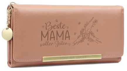 kaululu Personalisiert Geldbörse mit Foto Namen Lange Geldbeutel Damen PU Leder Con Portemonnaie Geschenk für Mama Muttertag Rosa, Blau, Gelb (B-Rosa)