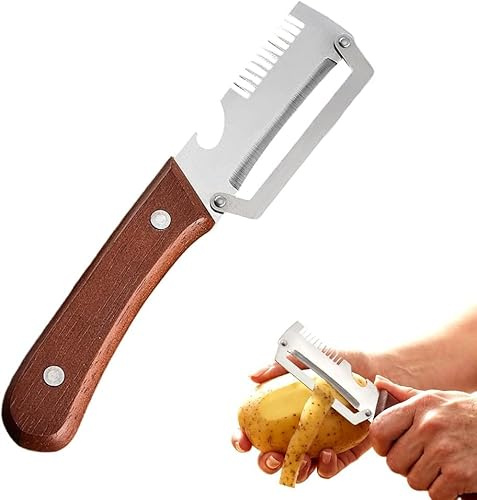 2026 New Premium Vegetable Peeler with Wooden Handle and Bottle Opener, Multi-Functional Vegetable Peeler for Kitchen, Kitchen Gadgets Tool for Fruit Pumpkin Peeling Potato Carrot Veggie Peeler (1PCS)