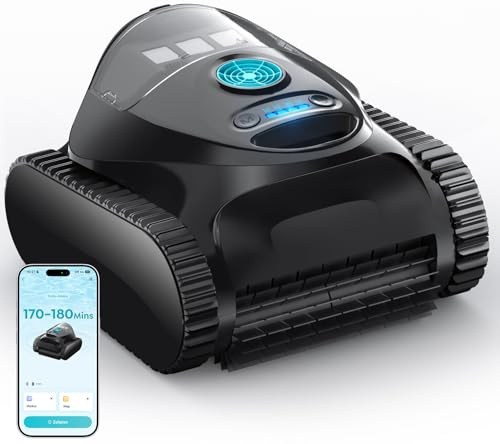 BRINBO C1 Robot Piscina Limpiafondos y Paredes, Doble Filtro, Aspirador Piscina Bateria, 7 Modos Limpieza, 170-180 min Autonomía, Limpiador con App, Limpiafondos Piscina de hasta 150 m², Azul Abismo