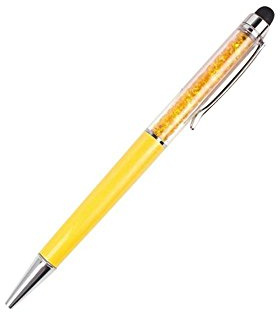 Crystal Yellow Ball Point Gift Pen Made With Real Crystal Elements & Stylus