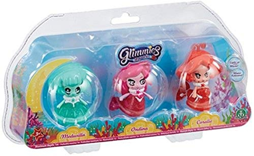 Glimmies 70040201 Aquaria 3 Feen Minipuppen mit Leuchtfunktion, 6 cm