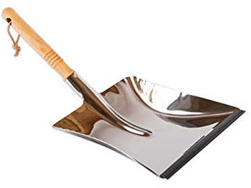 Holz-Leute Kehrblech Kehrschaufel aus Edelstahl mit Gummilippe, rostfrei
