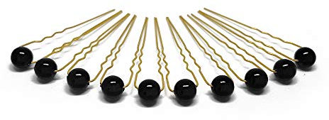 10 x Perlen Haarnadeln - Brauthaarschmuck, Haarschmuck, Perlenhaarnadel | 10PG - Schwarz