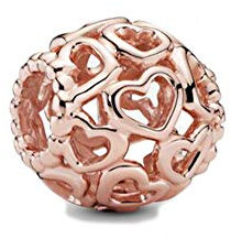 FGT Rose Gold Love Heart Bead Charm fits Pandora Moments Bracelets Sterling Silver Gift Women Girls Mum Wife Fiancee Birthday Anniversary Valentine Mothers Day