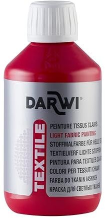 DARWI - DA0100250490C - Un flacon de Peinture Pour Tissus finition Opaque - Coloris Vermillon - 250 ML - DARWI TEXTILE - Loisirs Créatifs - Activité Manuelle - Bricolage