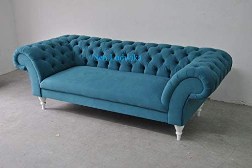 JVmoebel Textil 3 Sitzer Blau Stoff Design Couch Polster Sofas Modern Sofa Chesterfield