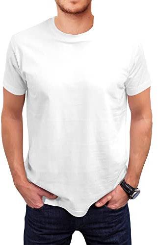 Love My Fashions Men's Round Neck Short Sleeves Plain T-Shirt White