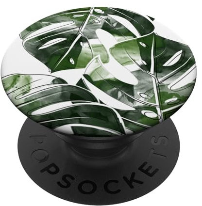 PopSockets NEU Monstera Variegata Deliciosa Blatt Aquarell Handyhalter PopSockets PopGrip: Ausziehbarer Sockel und Griff für Handys/Tablets mit Tauschbarem Top