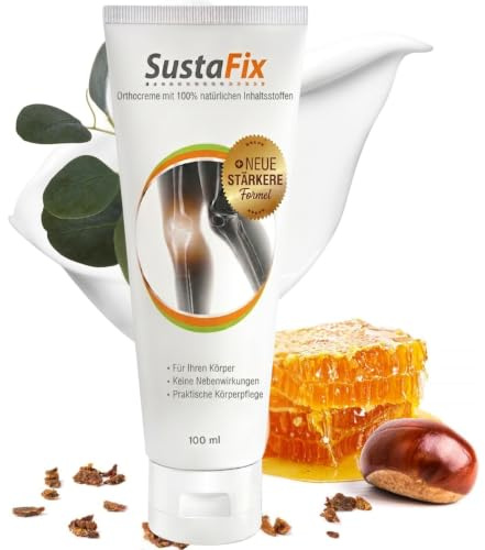 SustaFix Ortho Körpercreme – Pflanzliche Hautpflegecreme für Knie, Ellbogen, Schultern und Rücken – mit Eukalyptusöl, Sesamöl und Sheabutter – 100 ml