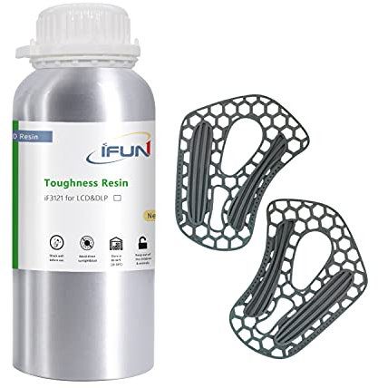IFUN 3D Drucker Resin- Flexibilität und eine hohe Oberflächenhärte- 405nm UV-Härtendes Harz für DLP LCD 3D-Drucker Photopolymer- Grau 500g