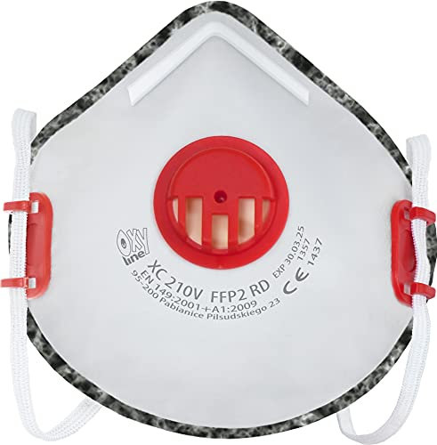 Oxyline 8x FFP2 R D respiratore riutilizzabile mezza maschera antipolvere con strato di carbone attivo e valvola | Prodotto in UE | CE 1437