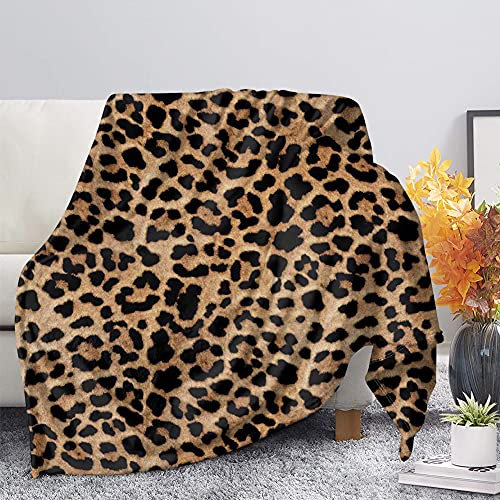 Jeiento Überwurfdecke mit 3D-Leopardenmuster, für Couch, Bett, modischer Geparden, weicher Überwurf für Wohnzimmer, Stuhl, Sofa, dekorativ, 130 x 140 cm