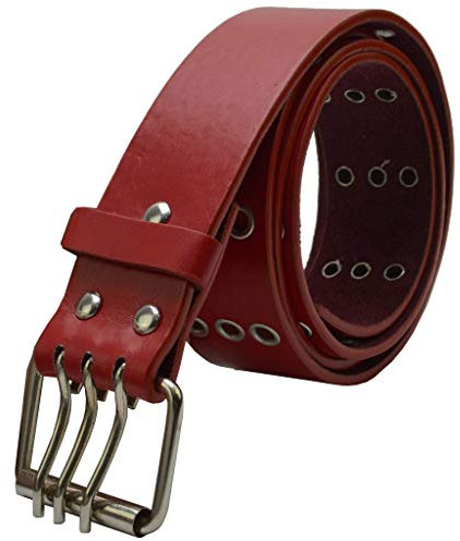 flevado Dreier Nietengürtel 3 Loch Gürtel in mehreren Farben (Rot, 105)