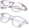 ALWAYSUV Pack de 2 gafas de protección antivaho con luz azul UV400, cuadrados, gafas de seguridad transparentes para hombres y mujeres (gris + leopardo)
