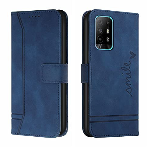 QIWEIQING Custodia OPPO A94 5G, Cover OPPO A94 5G, Flip Custodia Portafoglio Libro Pelle PU con Porta Carte e Funzione Supporto per OPPO A94 5G / A95 5G / Reno5 Z 5G Blue HX