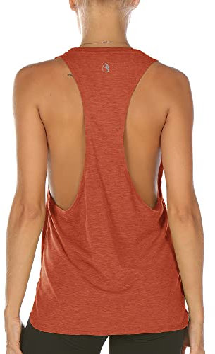 icyzone Sport Tank Top Damen Locker - Yoga Fitness Shirt atmungsaktive Sport Tops (M, Dusty Orange)