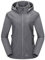 Outdoor Ventures Veste softshell pour femme - Veste fonctionnelle doublée - Imperméable - Avec capuche amovible, gris, XL